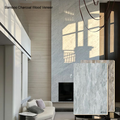 New Innovation 1220*2440*5/8mm Waterproof And Flame Retardant Bendable Bamboo Charcoal Wood Veneer PVC Eco-Friendly High Gloss Marble Wood Veneer For Background Wall