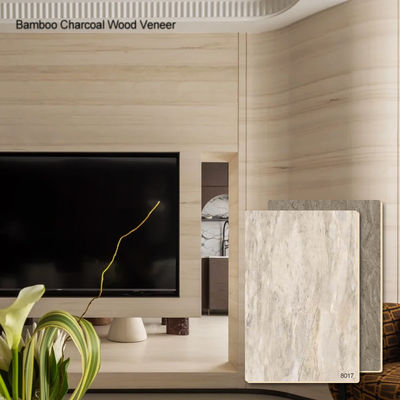 New Design 1220*2440*5/8mm Waterproof And Flame Retardant Bendable Bamboo Charcoal Wood Veneer PVC Eco-Friendly Wholesale Customization Wood Veneer For Background Wall