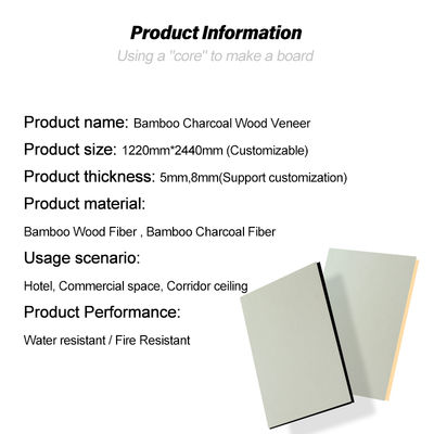 New Design 8mm Bamboo Charcoal Wood Veneer Metal Wall Panels Fire-resistant Interior Decoration Materials For Exhibition Halls