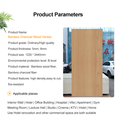 Factory Direct Bamboo Charcoal Wood Veneer PVC Wood Grain Wall Panels Waterproof Interior Decorative Panels For Exhibition Halls