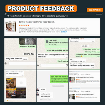 Fireproof PET Marble Wall Panel with Bamboo Charcoal Wood Veneer and E0 Grade Formaldehyde Emission for Customized Commercial Spaces