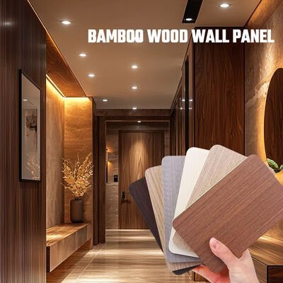 Modern Bamboo Charcoal Wood Veneer Indoor Decorative PVC Wood Grain Wear Resistant Wall Panel Cladding For Home And Hotel