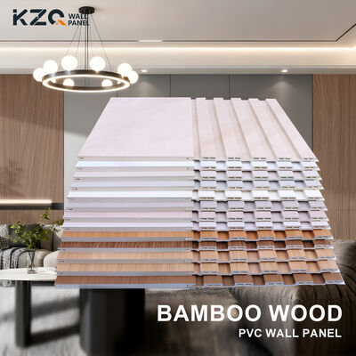 Indoor PVC Slotted Wood Grain Wall Panel Moisture Proof Bamboo Fiber Wall Panel
