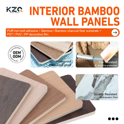 3D Marble Wall Panel Bamboo Charcoal Wood Veneer For Hotel Decoration