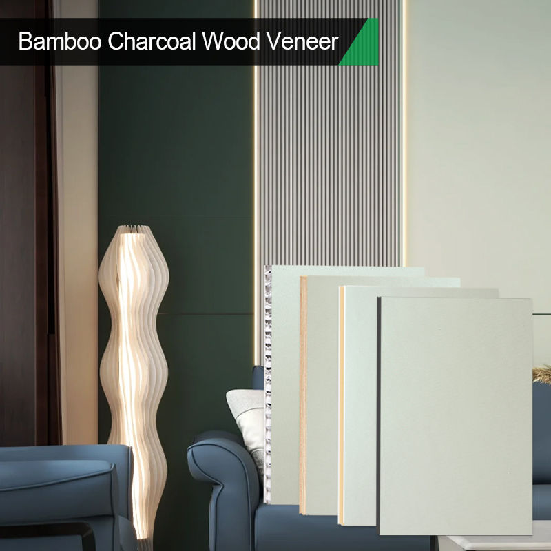 New Design 8mm Bamboo Charcoal Wood Veneer Metal Wall Panels Fire-resistant Interior Decoration Materials For Exhibition Halls