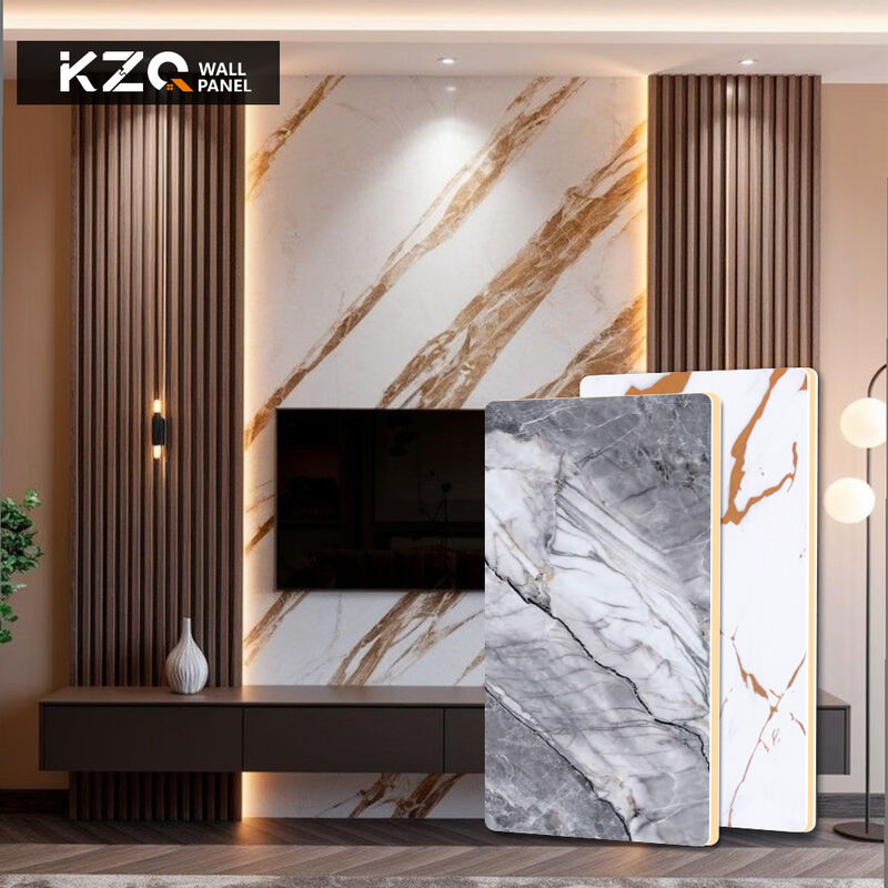 Wholesale Bamboo Charcoal Wood Veneer Fireproof Moisture-Proof Marble Wall Panel Surface Modern Design Household