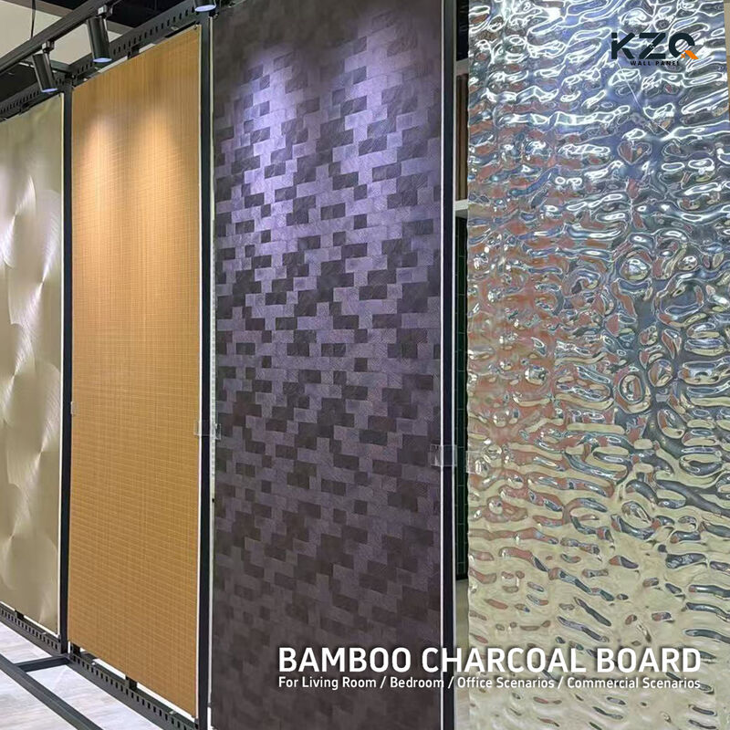 Bamboo Charcoal Interior Decorative Water Ripple Wall Panel for Hotel Villa Interior Design